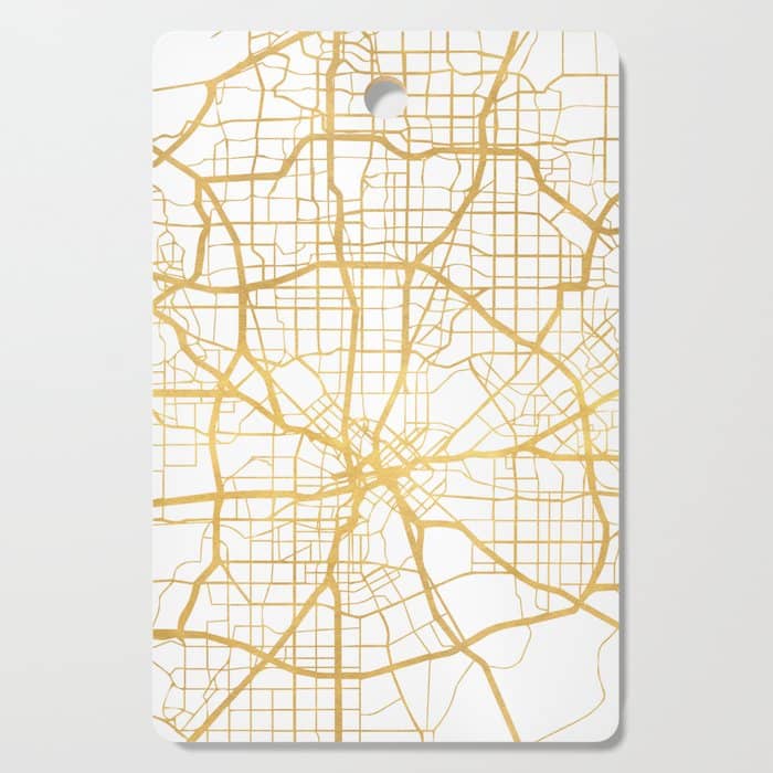 Dallas Texas City Street Map Art Cutting Board
