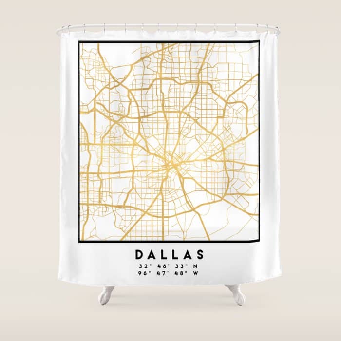 Dallas Texas City Street Map Art Shower Curtain