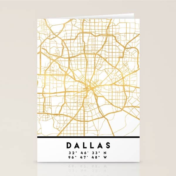 Dallas Texas City Street Map Art Stationery Card