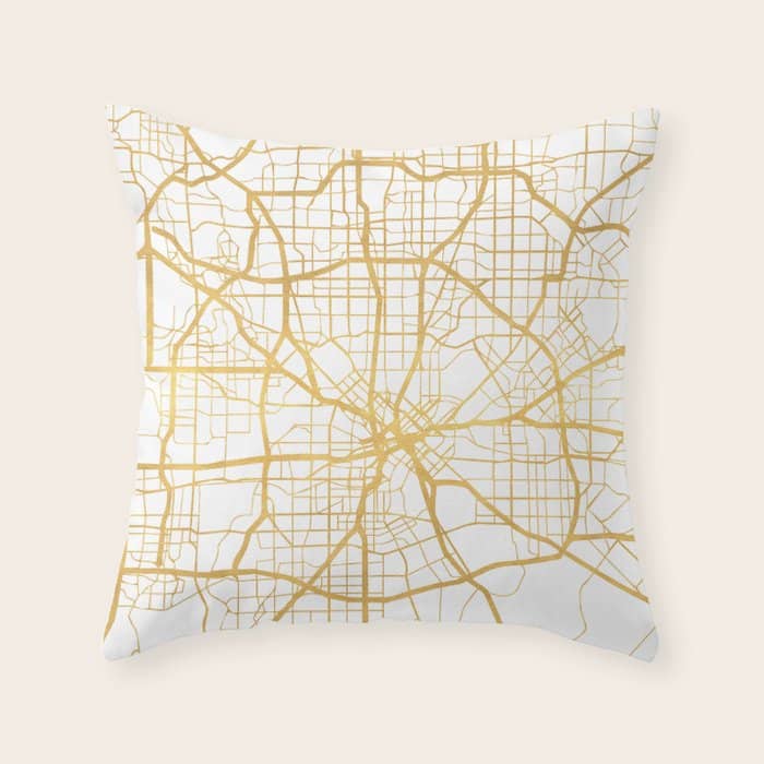 Dallas Texas City Street Map Art Throw Pillow