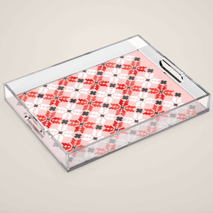 Christmas Quilt - Pattern No2 Acrylic Tray