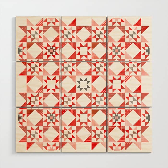 Christmas Quilt - Pattern No1 Wood Wall Art
