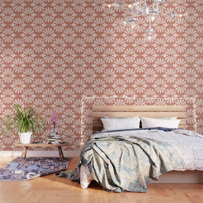 Solstice Boho Geometric Terra Cotta Blush Wallpaper