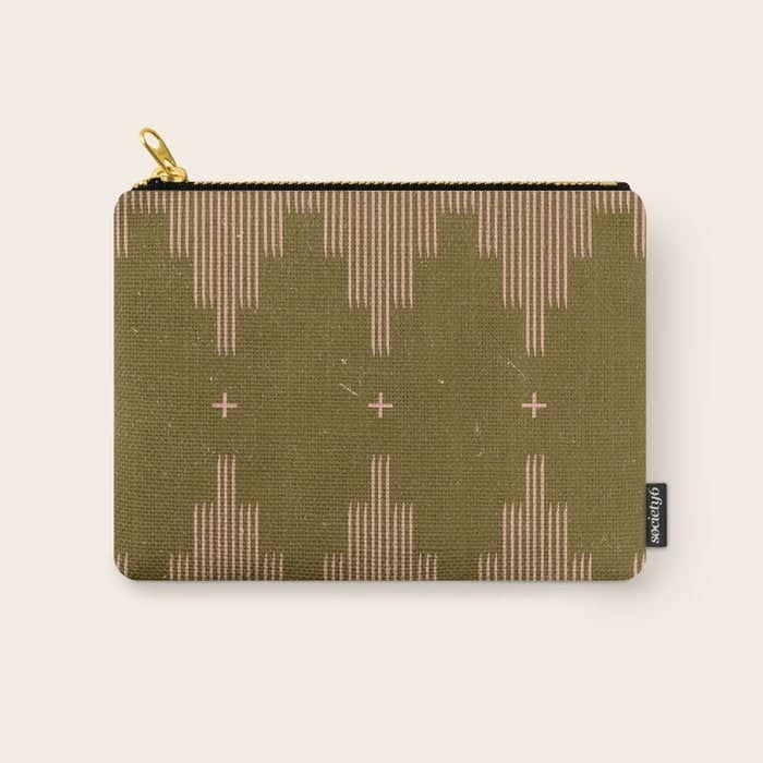 Southwestern Minimalist Retro Green & Pink Carry All Pouch