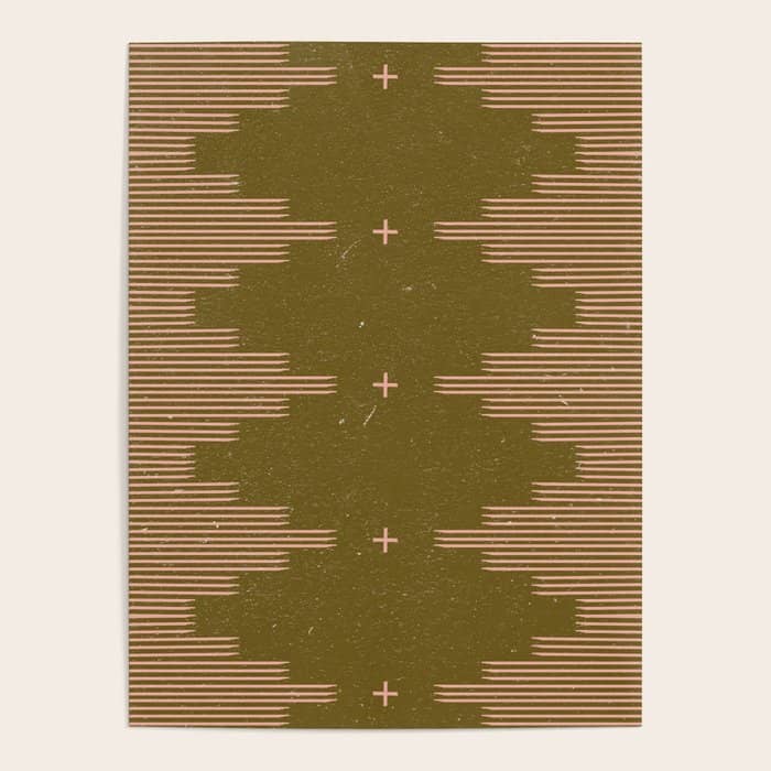 Southwestern Minimalist Retro Green & Pink Poster