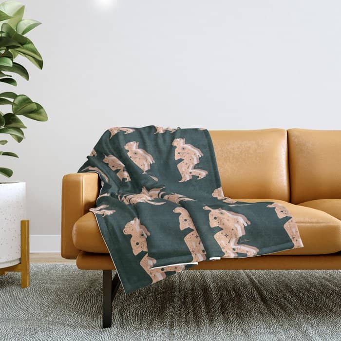 Space Cowboy - Emerald & Peach Throw Blanket