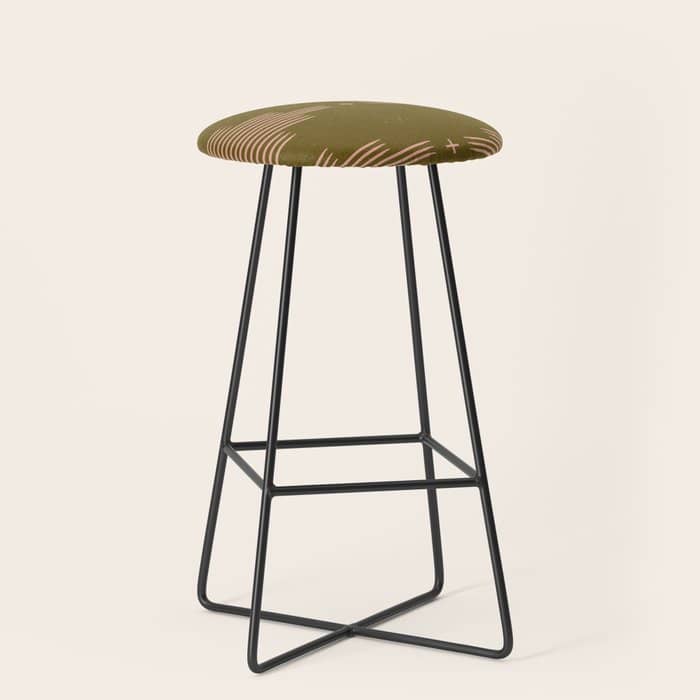 Southwestern Minimalist Retro Green & Pink Stool