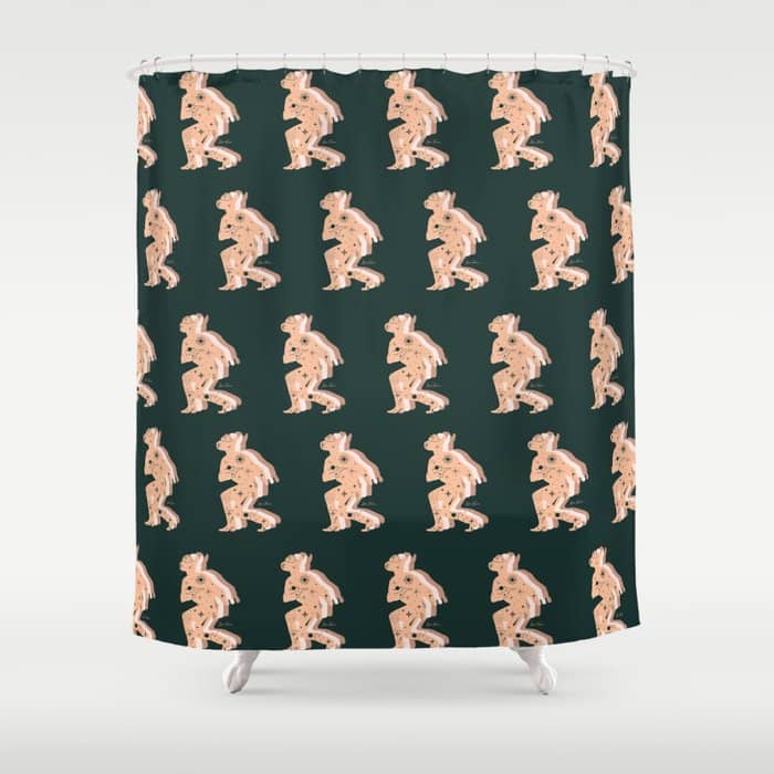 Space Cowboy - Emerald & Peach Shower Curtain