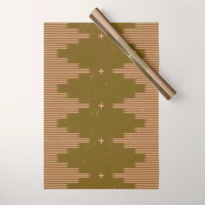 Southwestern Minimalist Retro Green & Pink Wrapping Paper