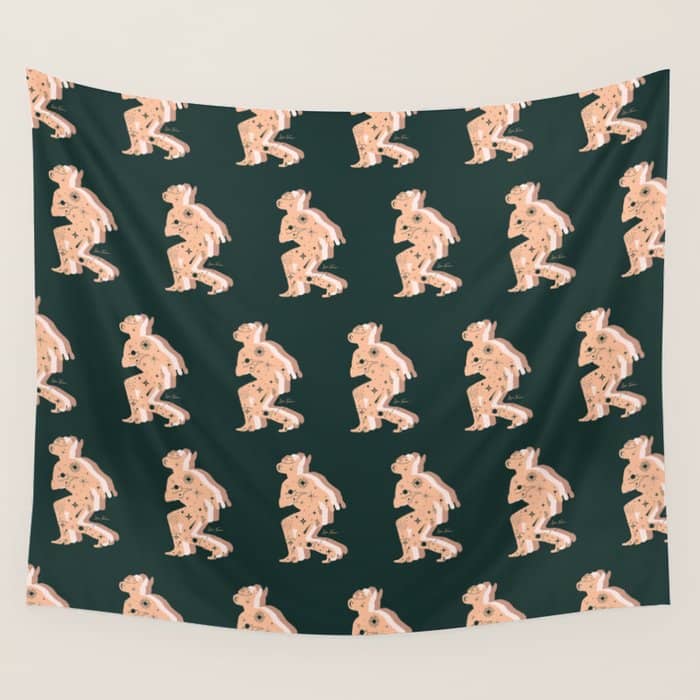 Space Cowboy - Emerald & Peach Wall Tapestry