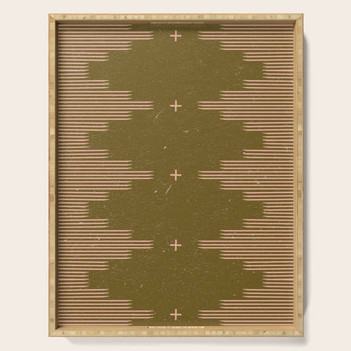 Southwestern Minimalist Retro Green & Pink Serving Tray