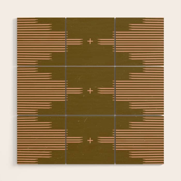 Southwestern Minimalist Retro Green & Pink Wood Wall Art