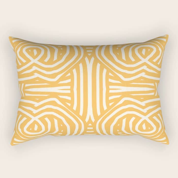 Yellow Mustard Boho Stripe Rectangular Pillow