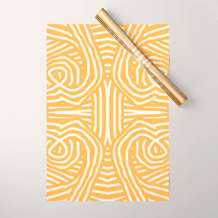 Yellow Mustard Boho Stripe Wrapping Paper