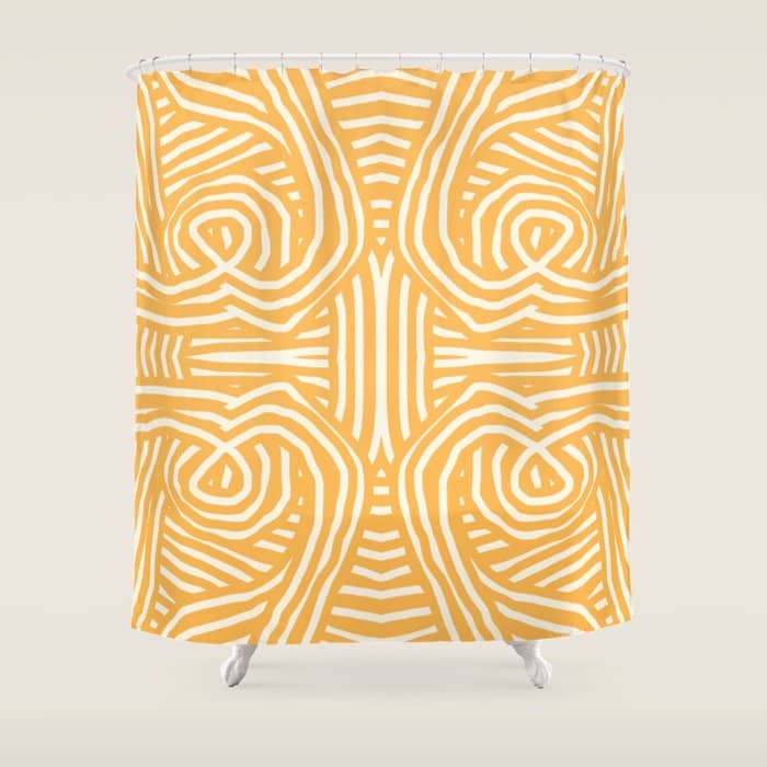 Yellow Mustard Boho Stripe Shower Curtain