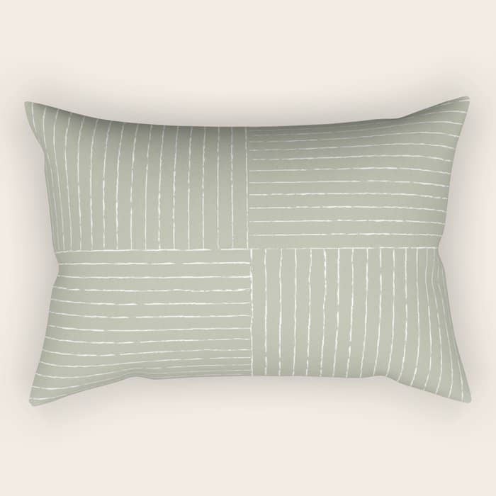 Lines Iii (Linen Sage) Rectangular Pillow