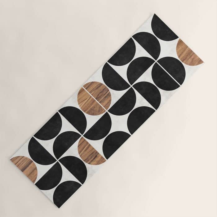 Mid-Century Modern Pattern No.1 - Concrete And Wood Yoga Mat