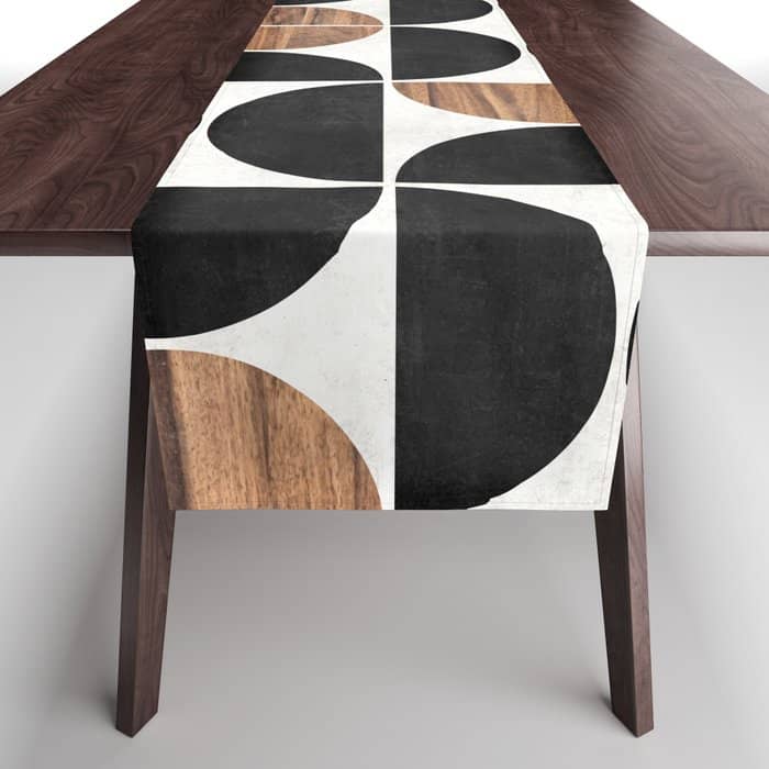 Mid-Century Modern Pattern No.1 - Concrete And Wood Table Runner