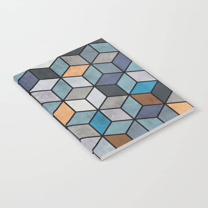Colorful Concrete Cubes - Blue, Grey, Brown Notebook