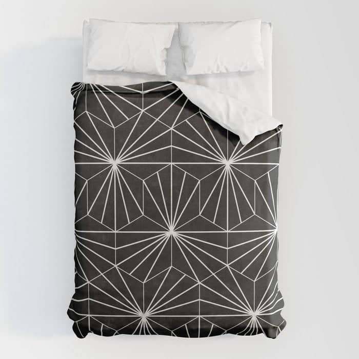 Hexagonal Pattern - Black Concrete Duvet Cover