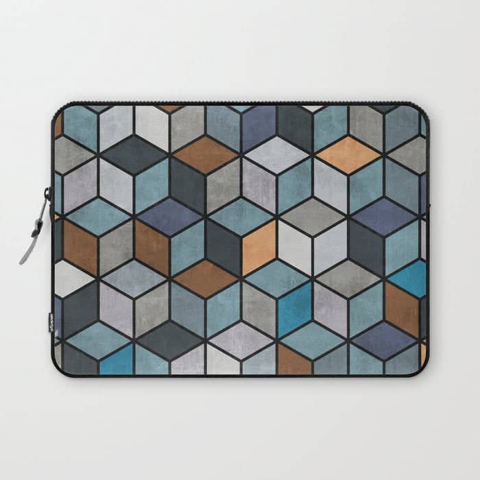 Colorful Concrete Cubes - Blue, Grey, Brown Laptop Sleeve