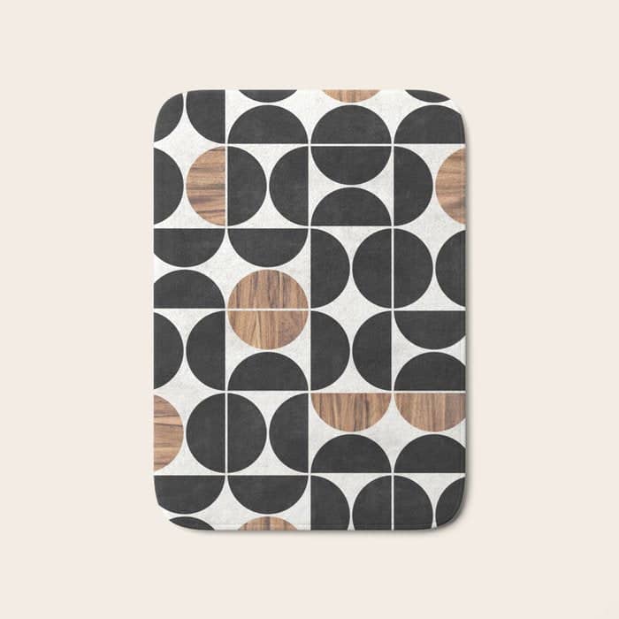 Mid-Century Modern Pattern No.1 - Concrete And Wood Bath Mat