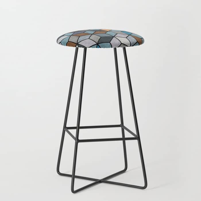 Colorful Concrete Cubes - Blue, Grey, Brown Stool
