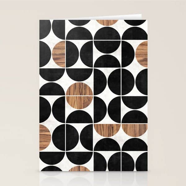 Mid-Century Modern Pattern No.1 - Concrete And Wood Stationery Card