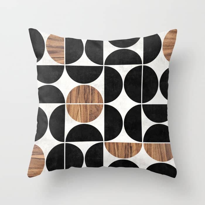 Mid-Century Modern Pattern No.1 - Concrete And Wood Throw Pillow