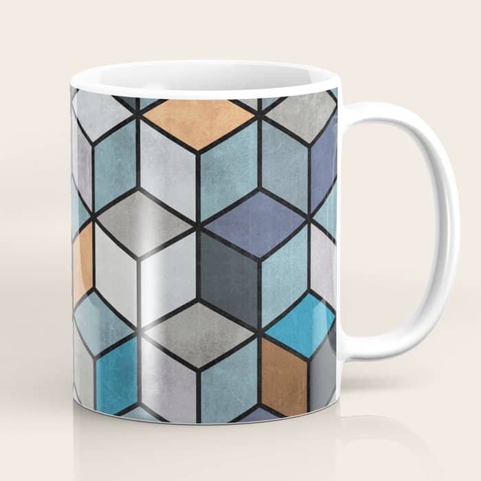 Colorful Concrete Cubes - Blue, Grey, Brown Coffee Mug