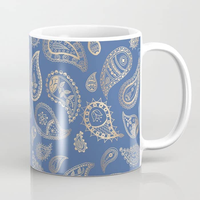 Classic Blue And Gold Paisley Coffee Mug