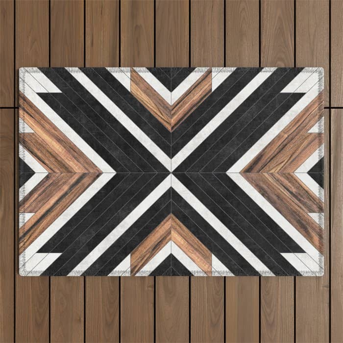 Urban Tribal Pattern No.1 - Concrete And Wood Outdoor Rug