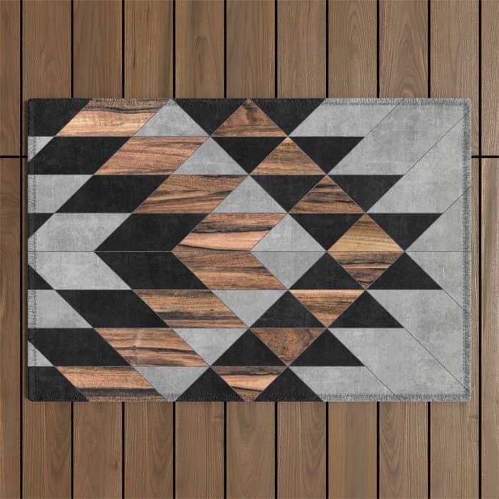 Urban Tribal Pattern No.10 - Aztec - Concrete And Wood Outdoor Rug