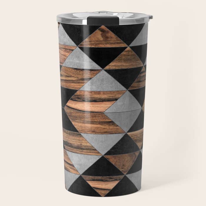 Urban Tribal Pattern No.10 - Aztec - Concrete And Wood Travel Mug