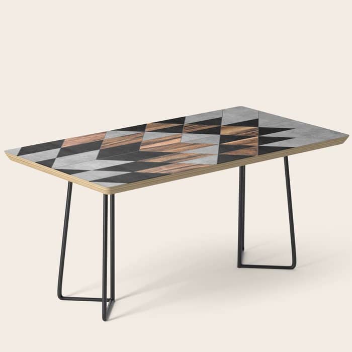Urban Tribal Pattern No.10 - Aztec - Concrete And Wood Coffee Table