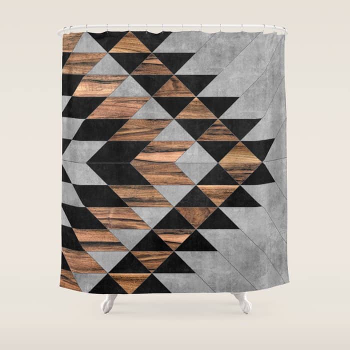 Urban Tribal Pattern No.10 - Aztec - Concrete And Wood Shower Curtain