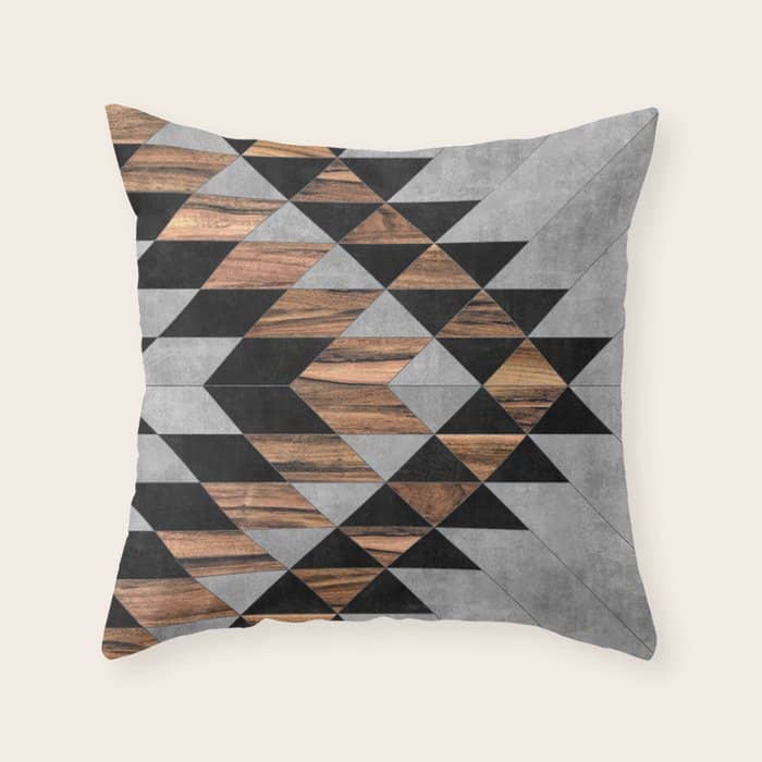 Urban Tribal Pattern No.10 - Aztec - Concrete And Wood Throw Pillow