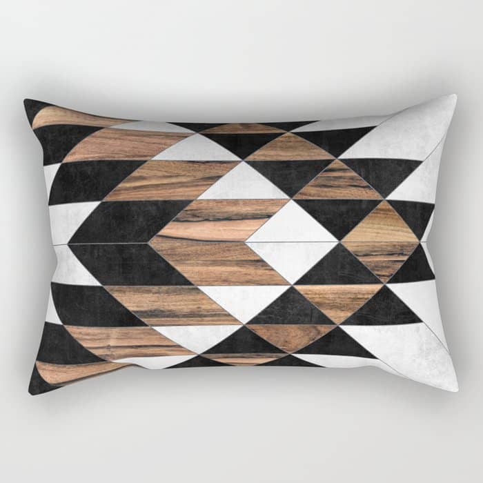 Urban Tribal Pattern No.9 - Aztec - Concrete And Wood Rectangular Pillow