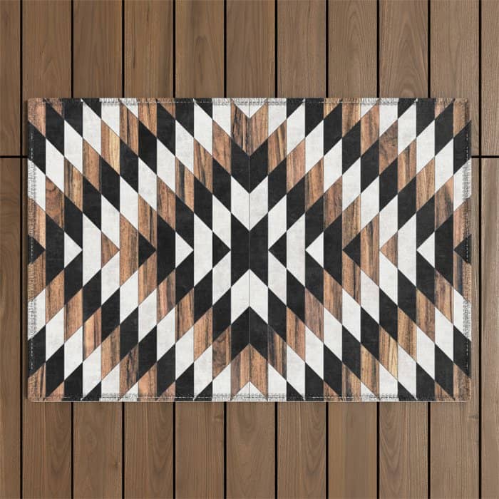 Urban Tribal Pattern No.13 - Aztec - Concrete And Wood Outdoor Rug