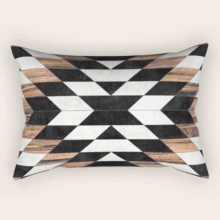 Urban Tribal Pattern No.13 - Aztec - Concrete And Wood Rectangular Pillow