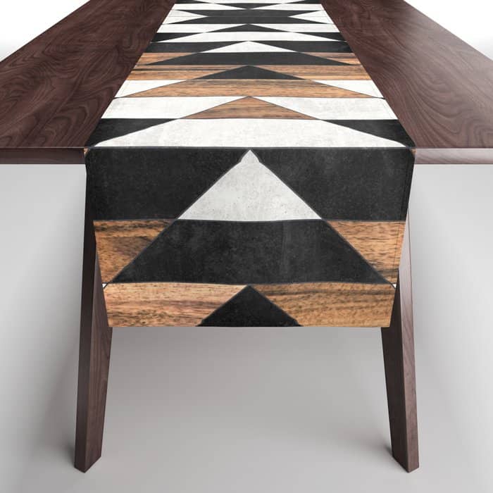 Urban Tribal Pattern No.13 - Aztec - Concrete And Wood Table Runner