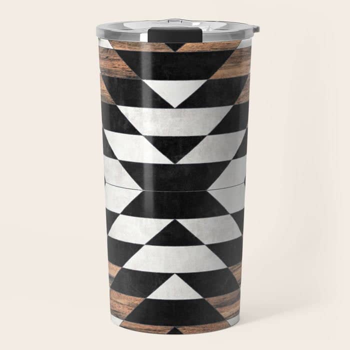 Urban Tribal Pattern No.13 - Aztec - Concrete And Wood Travel Mug