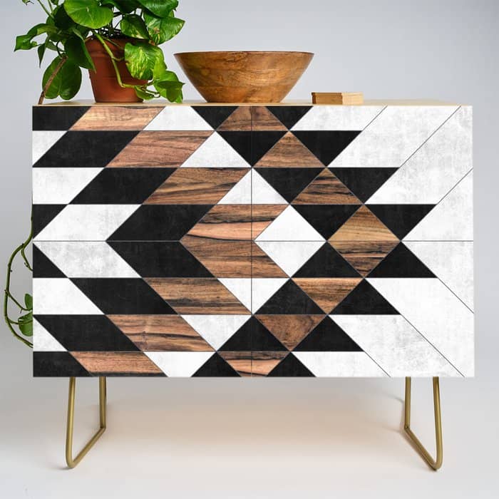 Urban Tribal Pattern No.9 - Aztec - Concrete And Wood Credenza