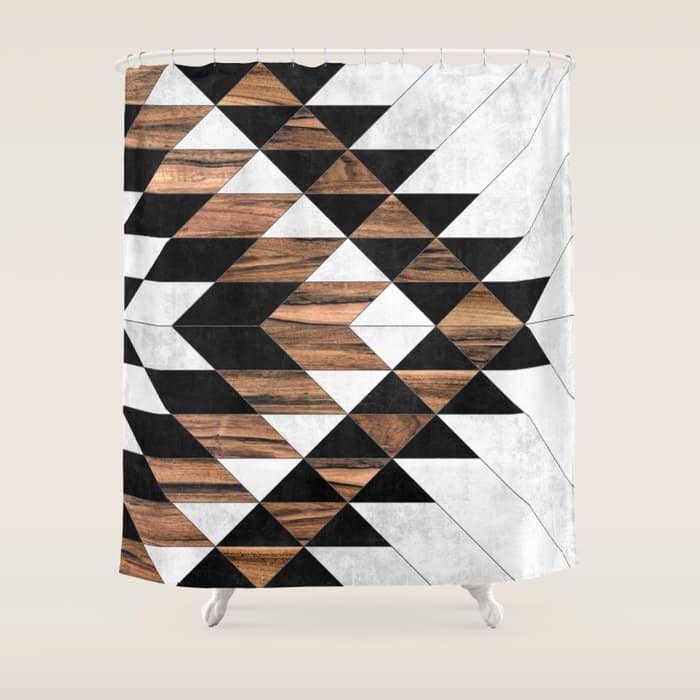 Urban Tribal Pattern No.9 - Aztec - Concrete And Wood Shower Curtain