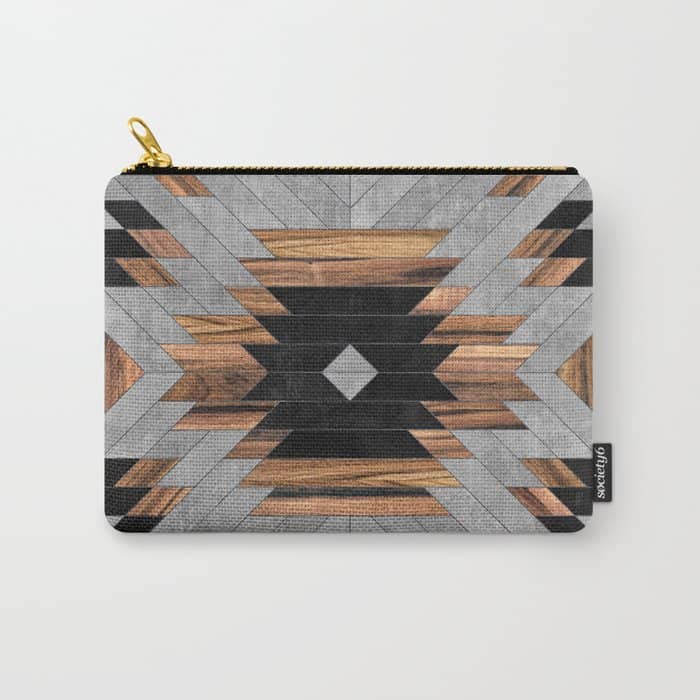 Urban Tribal Pattern No.6 - Aztec - Concrete And Wood Carry All Pouch