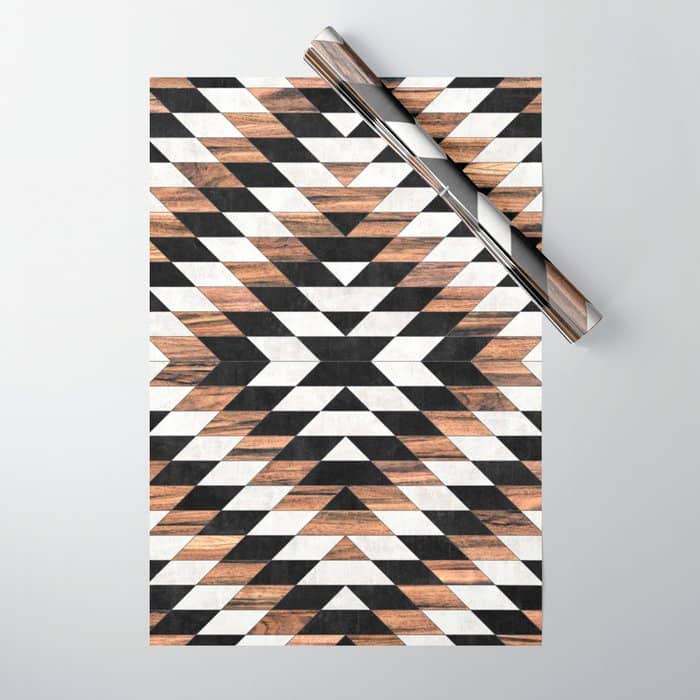 Urban Tribal Pattern No.13 - Aztec - Concrete And Wood Wrapping Paper