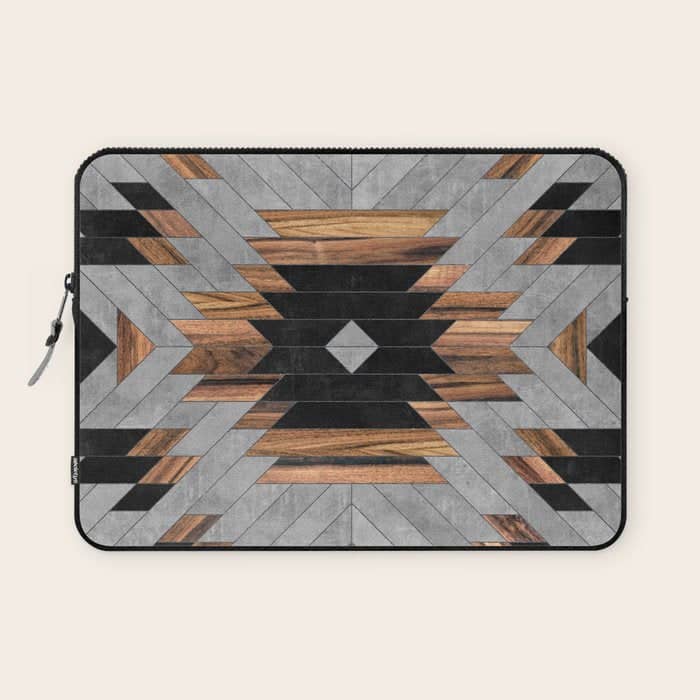 Urban Tribal Pattern No.6 - Aztec - Concrete And Wood Laptop Sleeve