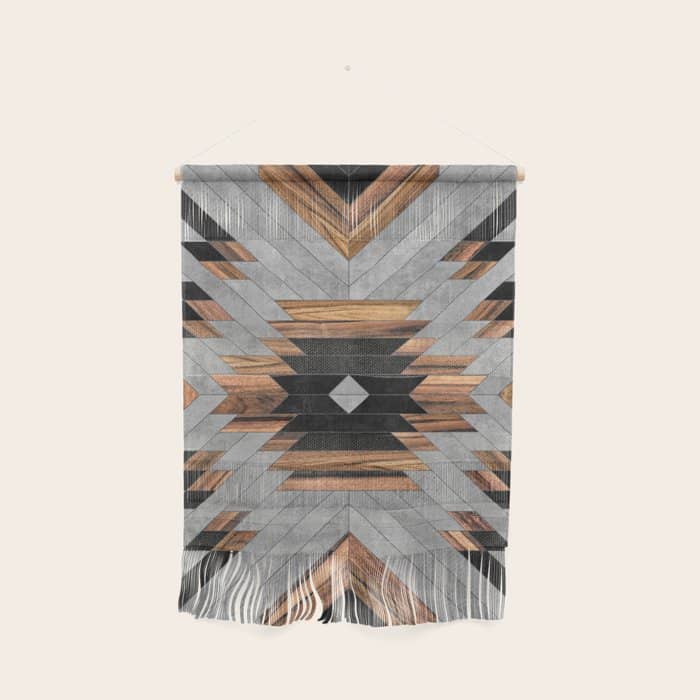 Urban Tribal Pattern No.6 - Aztec - Concrete And Wood Wall Hanging