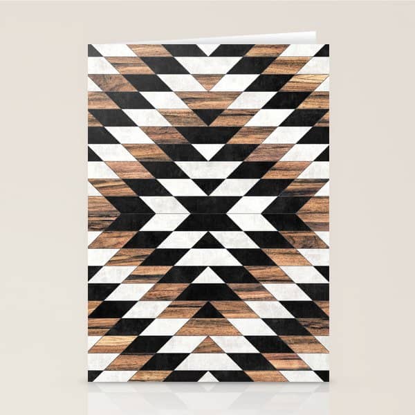 Urban Tribal Pattern No.13 - Aztec - Concrete And Wood Stationery Card