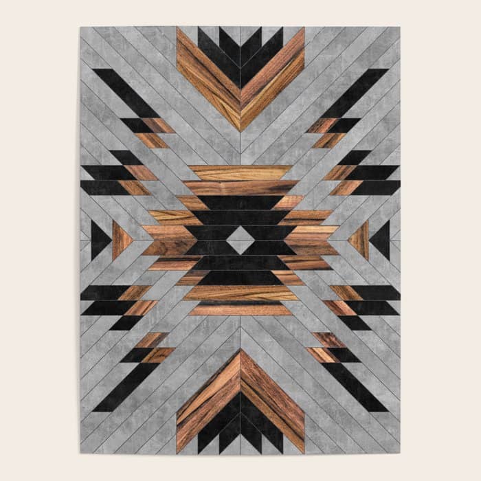 Urban Tribal Pattern No.6 - Aztec - Concrete And Wood Poster